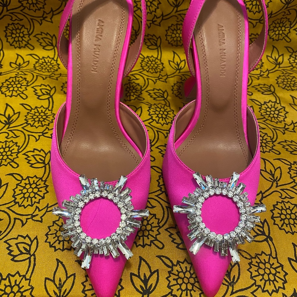 AMINA MUADDI  Camelia Satin  105  Sling Heel